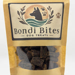 Close up image of Bondi Bites beef dog treats package