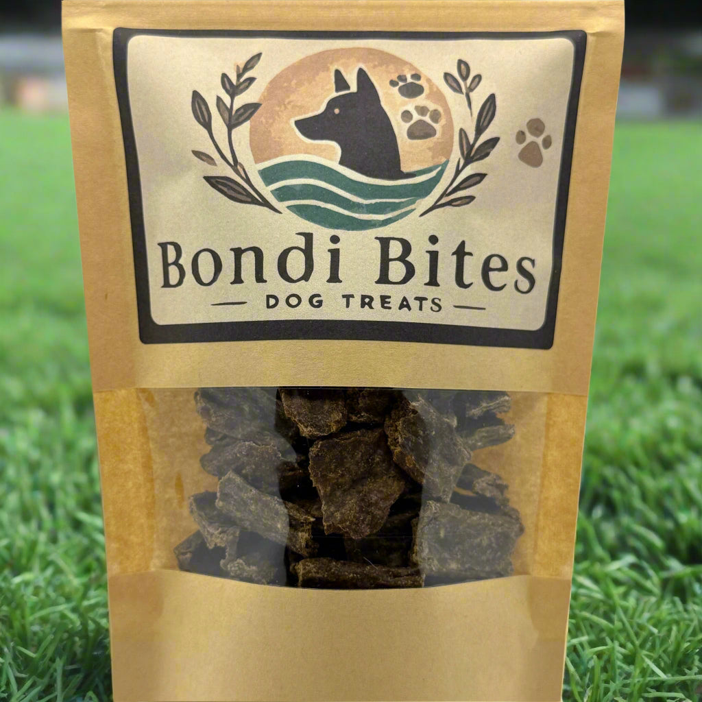 Close up image of lamb dog treats from Bondi Bites
